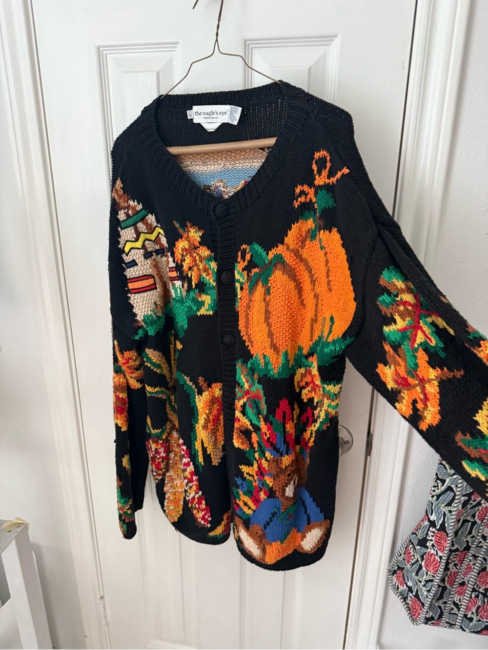 Vintage The Eagle’s Nest Thanksgiving Cardigan Sweater size Large
